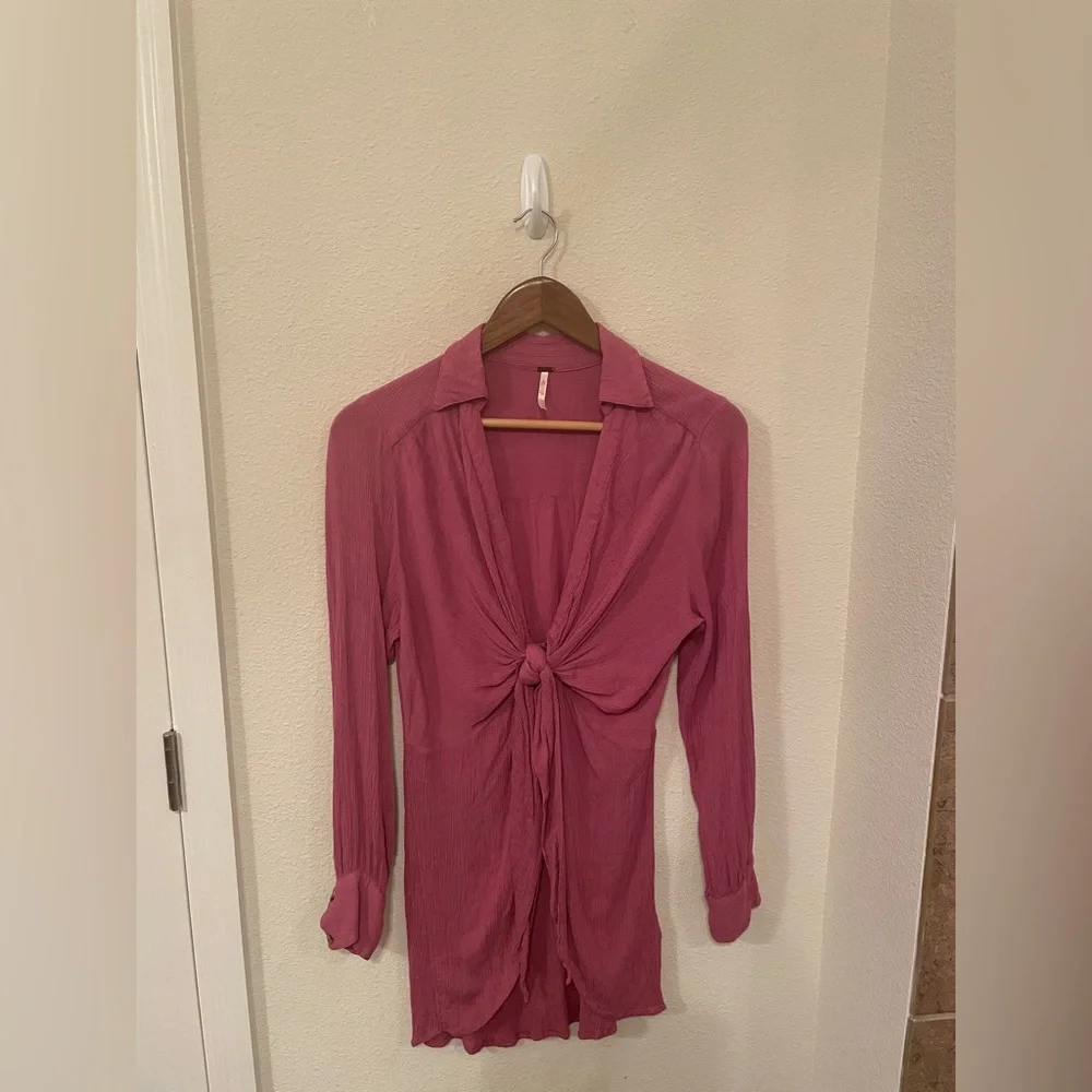 Free People Cover Up Worlds Apart Tunic Deep Plum, Beach Girly Coverup Vacation - Picture 3 of 8